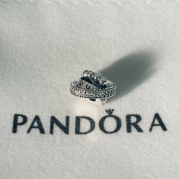 Pandora Signature Logo Pavé & Beads Charm - Picture 2 of 4